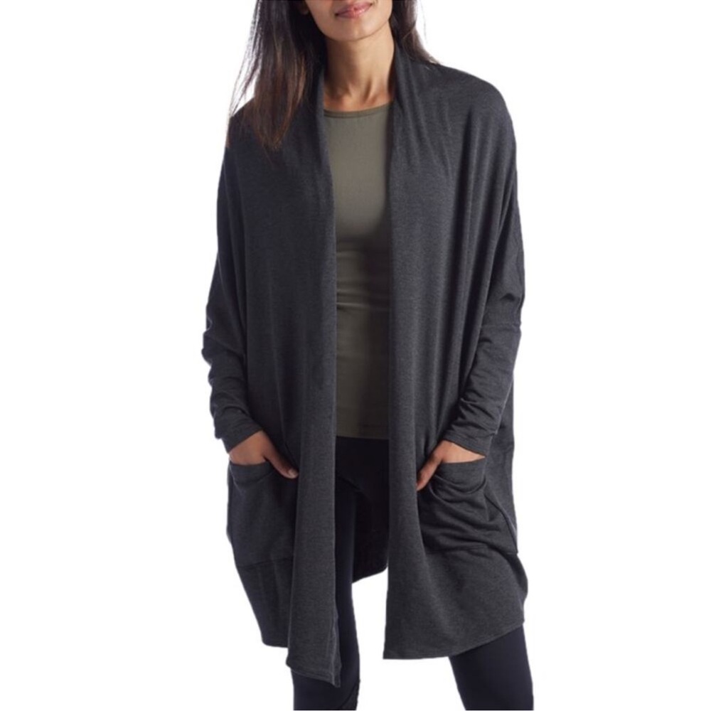 Beyond Yoga Women’s Open Front Stretch Oversized Cardigan Gray Medium Large